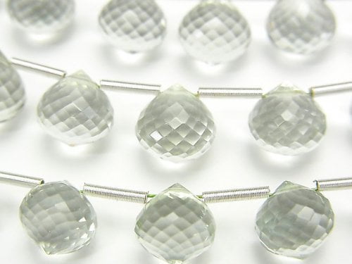 Faceted Briolette, Green Amethyst Gemstone Beads