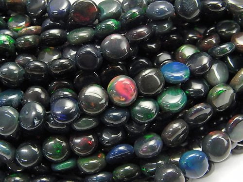 [Video]High Quality Ethiopian Black Opal AAA- Coin half or 1strand beads (aprx.15inch/38cm)