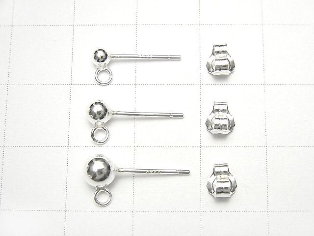 [Video] Silver925 Earstuds & Earnuts with Ring [2mm][3mm][4mm][5mm] No coating 2pairs