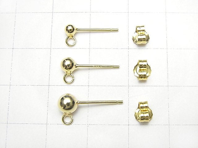 [Video] Silver925 Earstuds & Earnuts with Ring [3mm] [4mm] [5mm] 18KGP 2pairs (4 pieces)