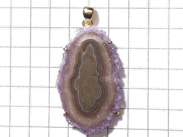 [Video] [One of a kind] Flower Amethyst Pendant 18KGP NO.151