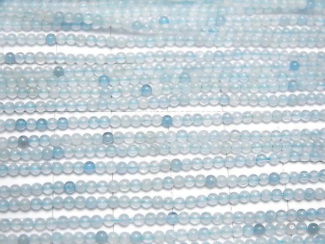 Aquamarine AA Round 2mm 1strand beads (aprx.15inch/36cm)