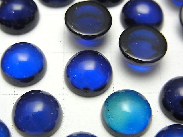 [Video] Blue Color Amber Round Cabochon 10x10mm 2pcs