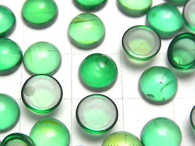 [Video] Green Color Amber Round Cabochon 8x8mm 3pcs