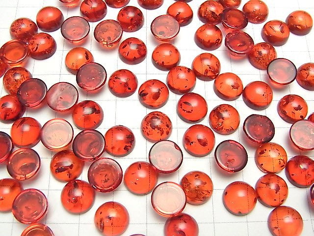 [Video] Cracked red color Amber Round Cabochon 10x10mm 2pcs