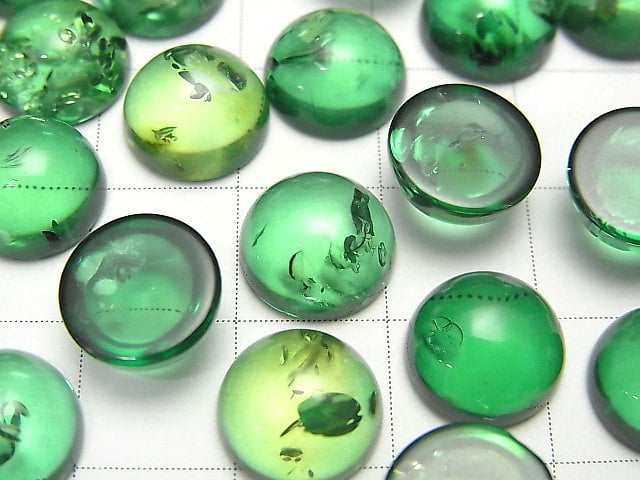 [Video] Cracked green color Amber Round Cabochon 10x10mm 2pcs