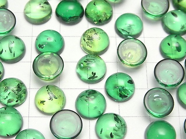 [Video] Cracked green color Amber Round Cabochon 10x10mm 2pcs