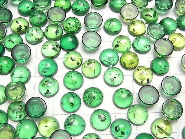 [Video] Cracked green color Amber Round Cabochon 10x10mm 2pcs