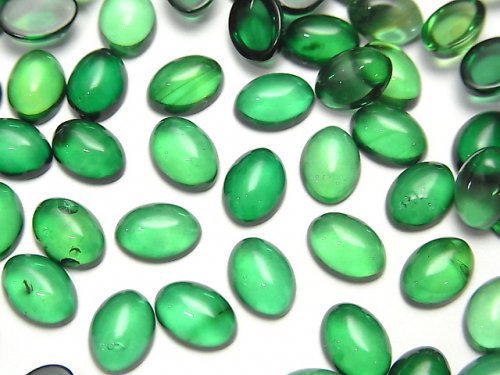 [Video] Green color Amber Oval Cabochon 8x6mm 5pcs