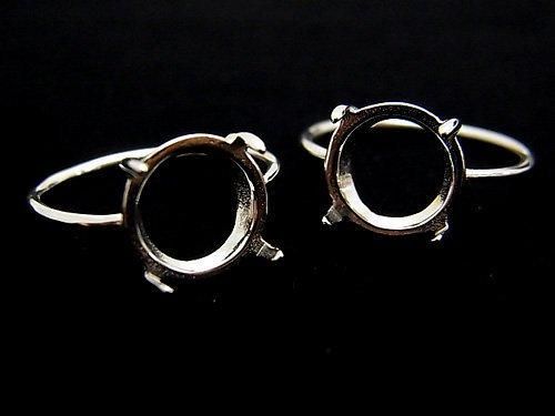 [Video] Silver925 Ring Frame (Prong Setting) Round 10mm Rhodium Plated [Size 10] 1pc