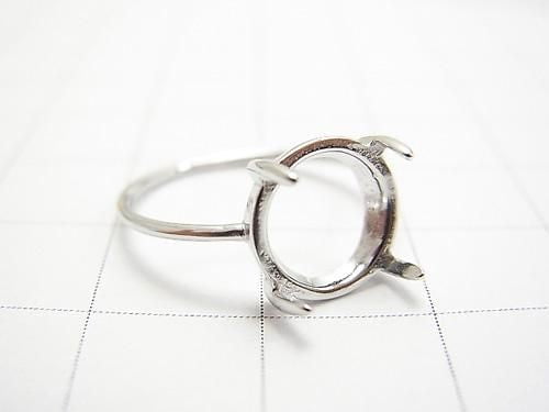 [Video] Silver925 Ring Frame (Prong Setting) Round 10mm Rhodium Plated [Size 10] 1pc