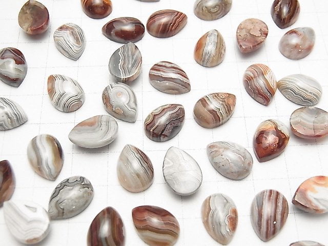 [Video] Mexican Agate Pear shape Cabochon 14x10mm 3pcs