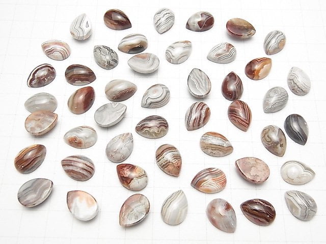 [Video] Mexican Agate Pear shape Cabochon 14x10mm 3pcs