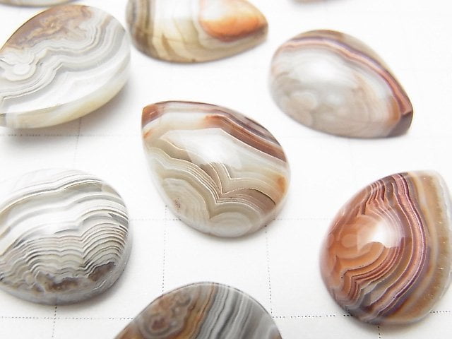 [Video] Mexican Agate Pear shape Cabochon 18x13mm 2pcs