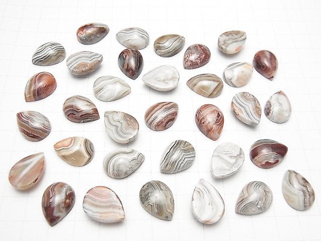 [Video] Mexican Agate Pear shape Cabochon 18x13mm 2pcs