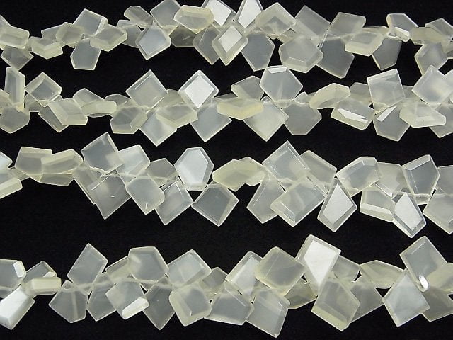 [Video] High Quality White Moonstone AAA- Rough Slice Faceted 1strand beads (aprx.7inch / 17cm)