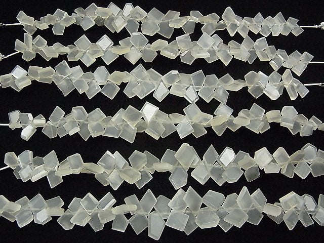 [Video] High Quality White Moonstone AAA- Rough Slice Faceted 1strand beads (aprx.7inch / 17cm)