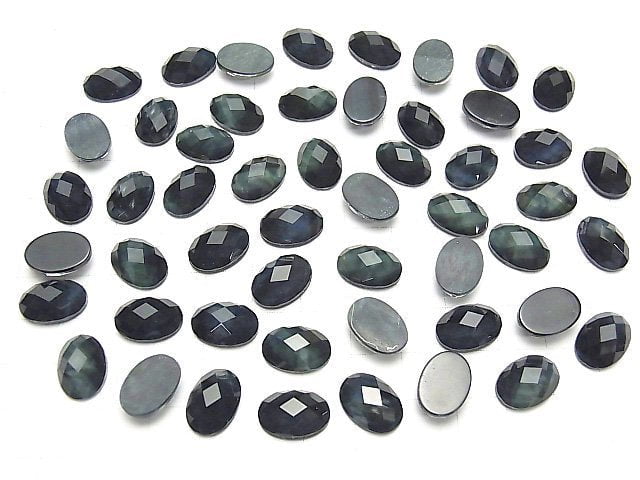 [Video] Blue Tiger's Eye x Crystal AAA Oval Faceted Cabochon 14x10mm 2pcs