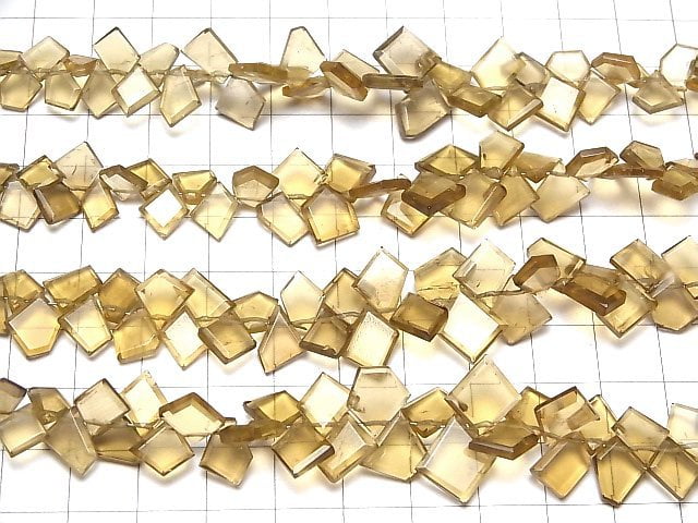 [Video] Beer Crystal Quartz AA++ Rough Slice Faceted 1strand beads (aprx.7inch / 17cm)