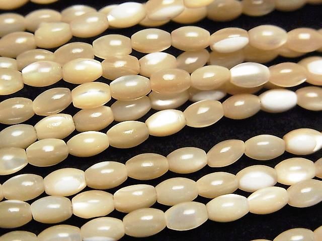[Video] Mother of Pearl MOP Beige Rice 5x3x3mm 1-strand beads (approx. 15inch/37cm)