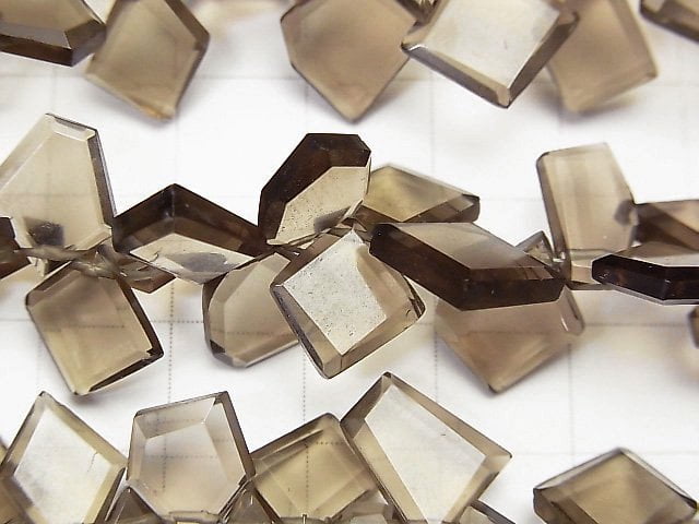 [Video] High Quality Smoky Quartz AAA- Rough Slice Faceted 1strand beads (aprx.7inch / 17cm)