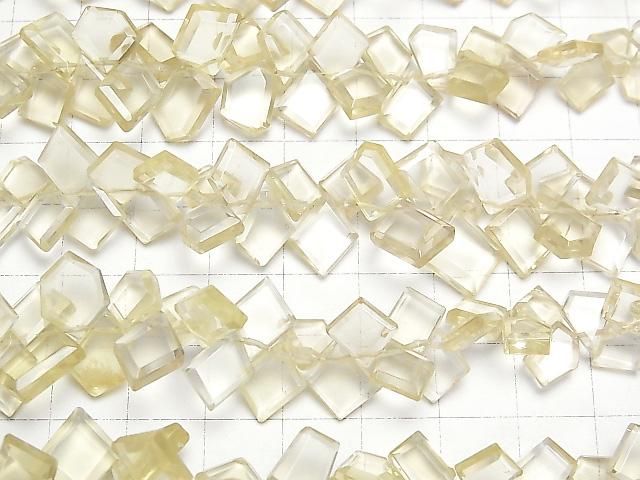 [Video] Lemon Quartz AAA - Rough Slice Faceted 1-strand beads (approx. 5 inches/13 cm)