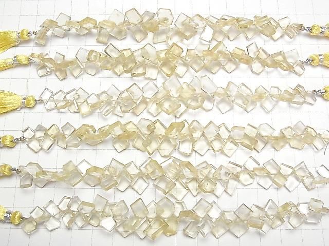 [Video] Lemon Quartz AAA - Rough Slice Faceted 1-strand beads (approx. 5 inches/13 cm)