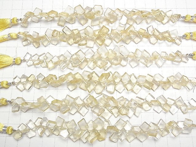 [Video] Lemon Quartz AAA- Rough Slice Faceted 1strand beads (aprx.7inch / 17cm)