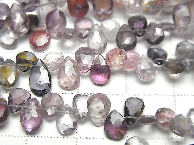 [Video] High Quality Multicolor Spinel AAA- Pear Shape Faceted Briolette Half or 1-Strand Beads (approx. 7 inches/18 cm)