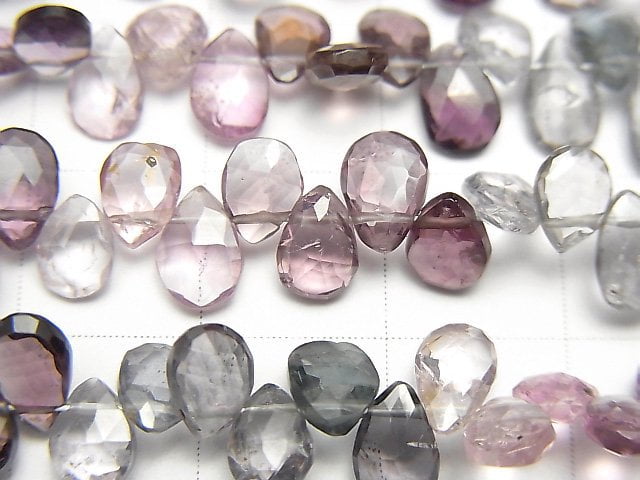 [Video] High Quality Multicolor Spinel AAA- Pear shape Faceted Briolette half or 1strand beads (aprx.7inch / 18cm)