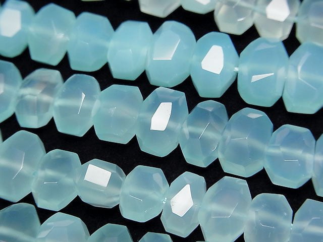 Sea Blue Chalcedony AAA Faceted Nugget 1/4 or 1strand beads (aprx.15inch / 38cm)