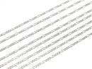 Silver925 Figaro (Long and Short) Chain 1.3mm Rhodium Plated [40cm][45cm][50cm][60cm] Necklace 1pc