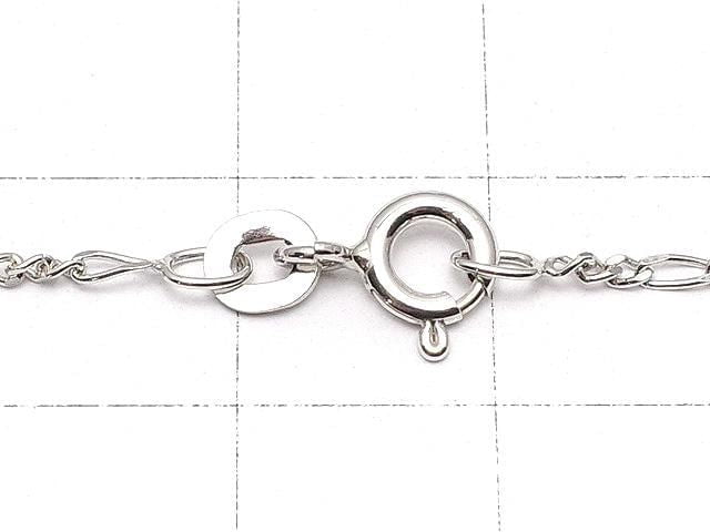 Silver925 Figaro (Long and Short) Chain 1.3mm Rhodium Plated [40cm][45cm][50cm][60cm] Necklace 1pc