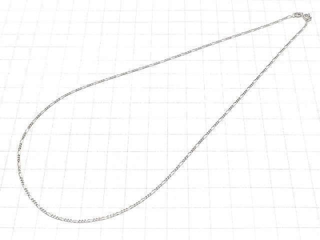 Silver925 Figaro (Long and Short) Chain 1.3mm Rhodium Plated [40cm][45cm][50cm][60cm] Necklace 1pc