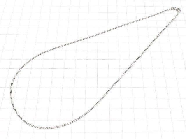 Silver925 Figaro (long and short) chain 1.3mm Rhodium Plated [40cm][45cm][50cm][60cm] Necklace 1pc