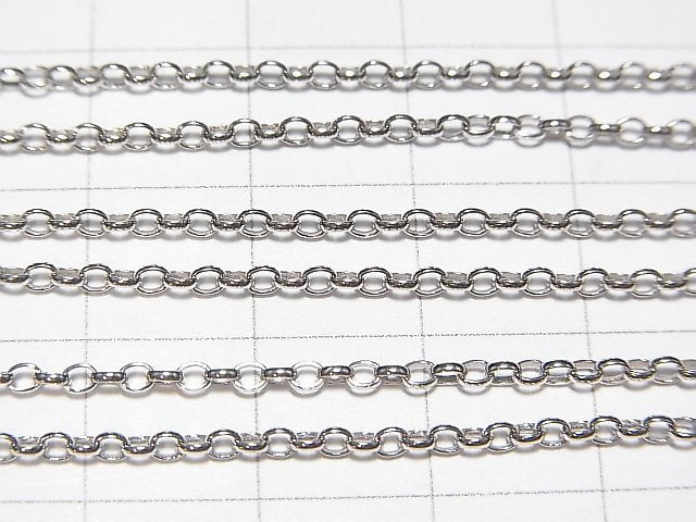 Silver925 Long Rolo Chain 1.8mm Rhodium Plated [40cm][45cm][50cm][60cm] Necklace 1pc