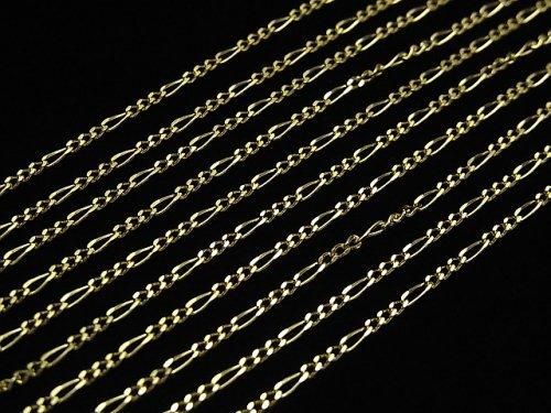 Silver925 Figaro (Long and Short) Chain 1.3mm 18KGP [40cm][45cm][50cm][60cm] Necklace 1pc