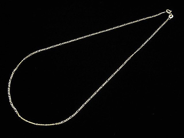 Silver925 Figaro (long and short) chain 1.3mm 18KGP [40cm][45cm][50cm][60cm] Necklace 1pc