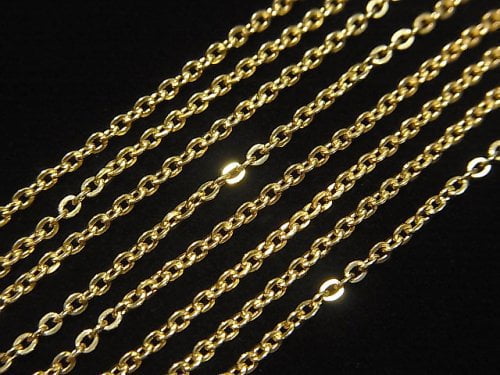 Silver925 Flat Cable Chain 1.3mm 18KGP [40cm][45cm][50cm][60cm] Necklace 1pc