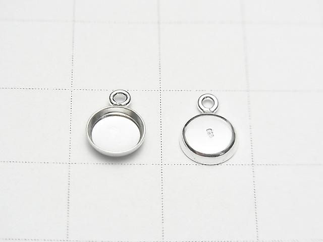 Silver 925 bezel charm, 6mm wide, 1.5mm deep, pure silver finish, 3 pieces.