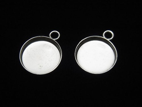 Silver925 Bezel Charm 4mm, 6mm, 8mm, 10mm, 14mm Depth 1.5mm Rhodium Plated 3pcs