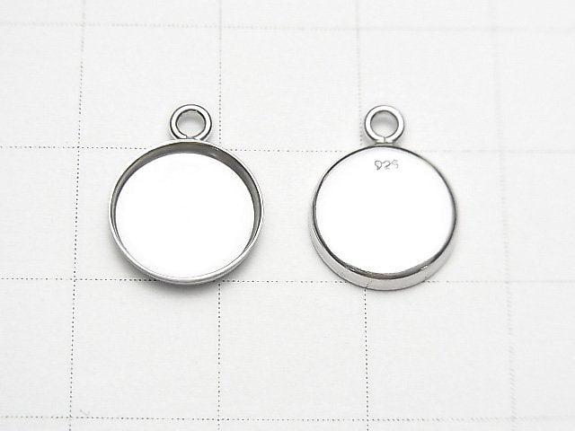 Silver925 Bezel Charm 4mm, 6mm, 8mm, 10mm, 14mm Depth 1.5mm Rhodium Plated 3pcs