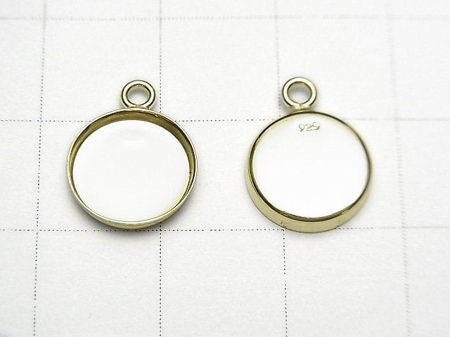 Silver925 Bezel Charm 8mm, 10mm, 14mm Depth 1.5mm 18KGP 3pcs