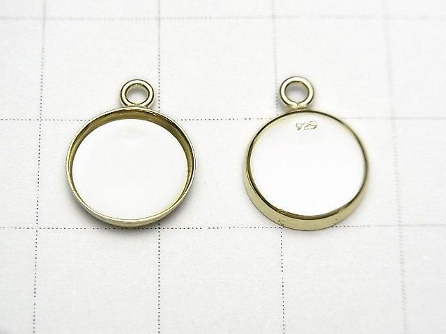 Breloques serties argent 925 8 mm, 10 mm, 14 mm de diamètre, 1,5 mm de profondeur, finition plaqué or 18 carats, 3 pièces.