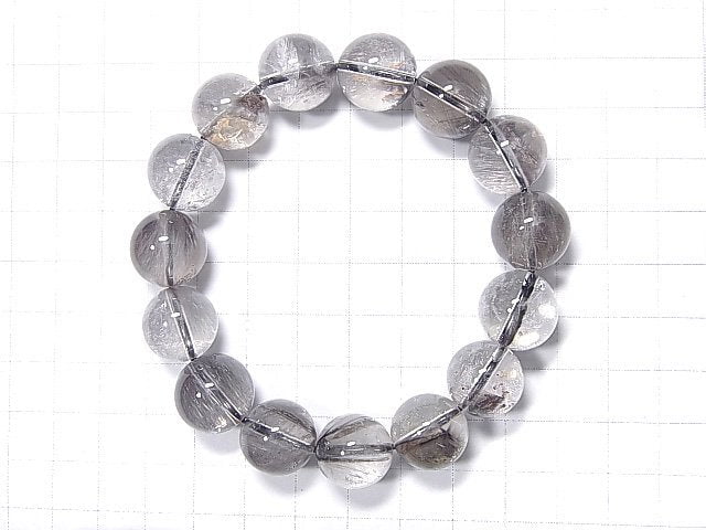 [Video] [One of a kind] Platinum Rutilated Quartz AAA- Round 13.5mm Bracelet NO.25