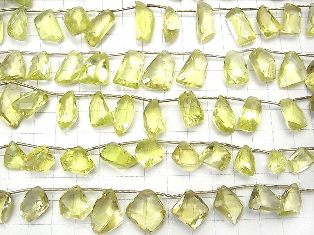 [Video] High Quality Lemon Quartz AAA- Fancy Shape Faceted 1strand beads (aprx.7inch / 17cm)