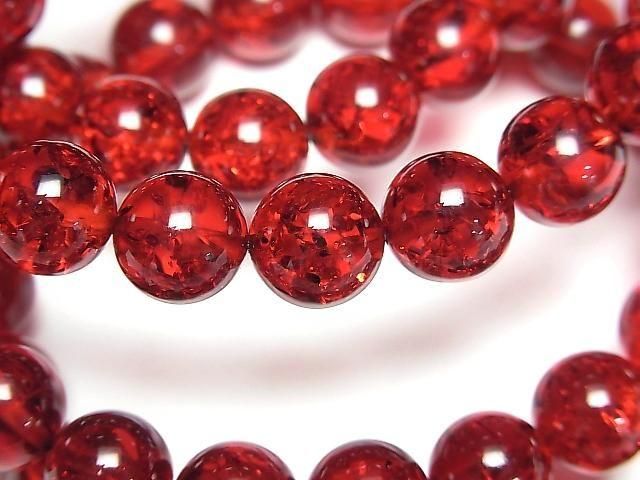 [Video] Cracked Red Amber Round 10mm Bracelet