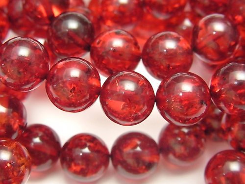 [Video] Cracked Red Amber Round 10mm Bracelet
