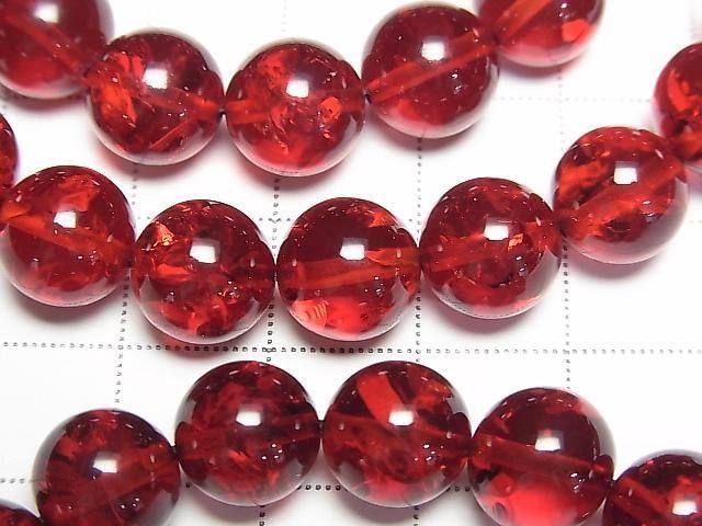 [Video] Cracked Red Amber Round 10mm Bracelet
