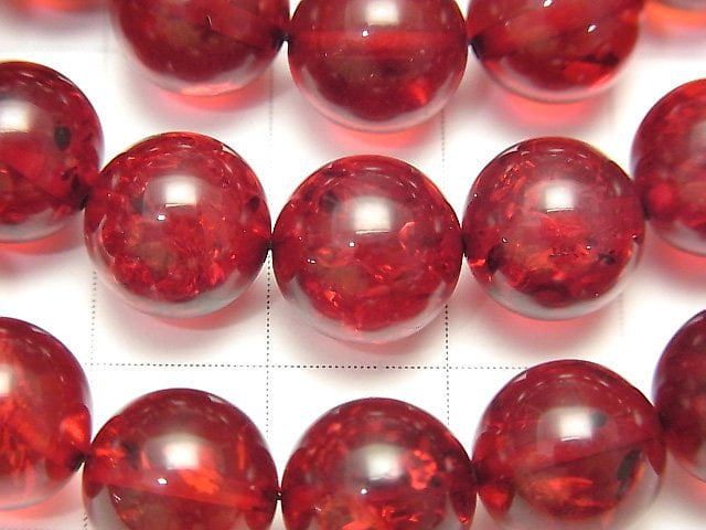 [Video] Cracked Red Amber Round 10mm Bracelet